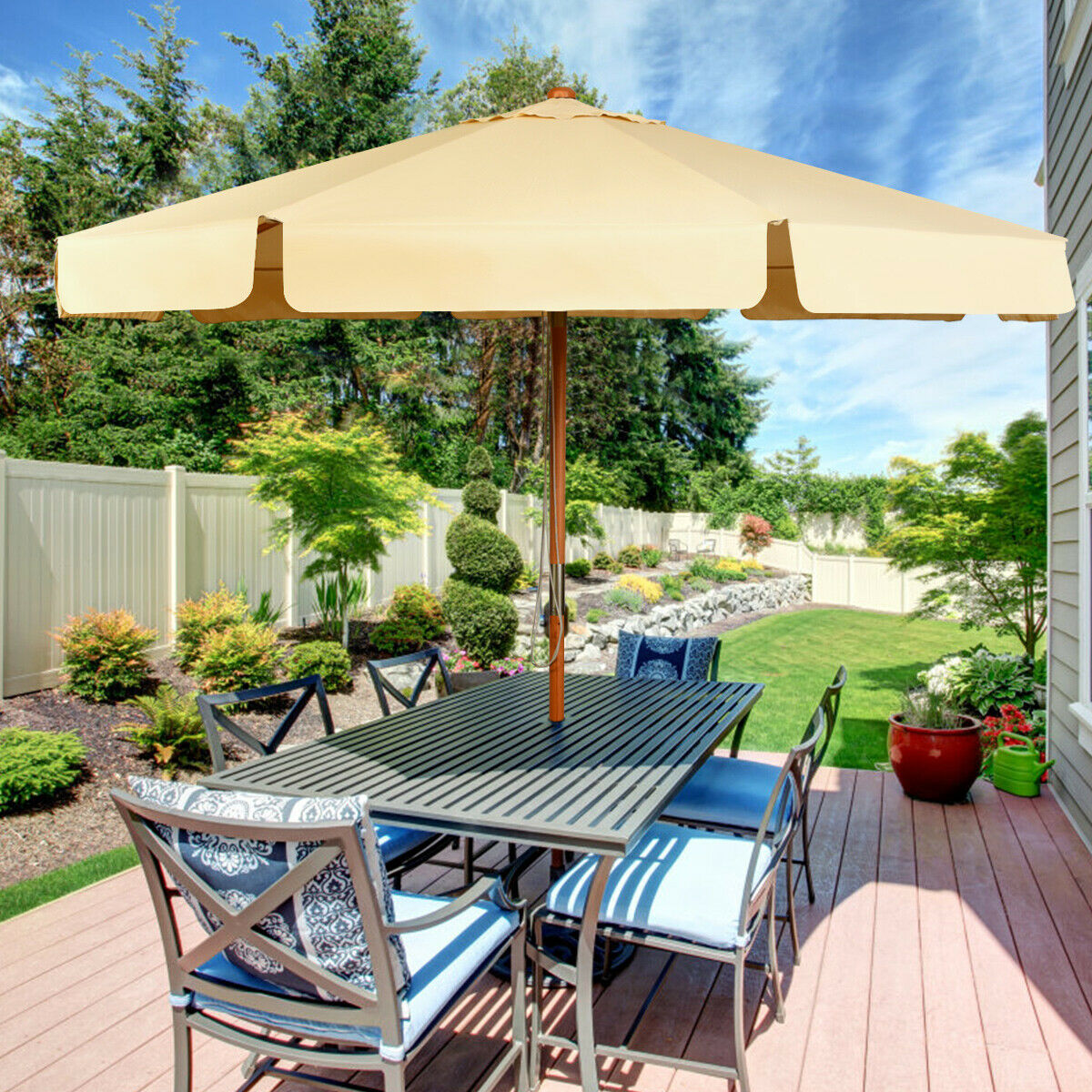 3m Garden Parasol Umbrella Garden Outdoor Sun Shade-Beige