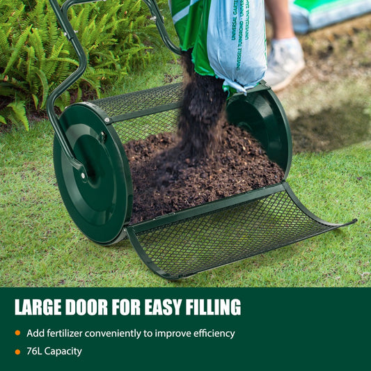 68cm Peat Moss Spreader with Upgrade Side Latches and U-shape Handle-Green
