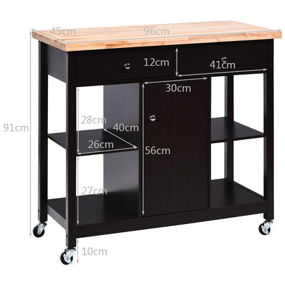 Kitchen Island Trolley with Drawers and Shelves-Brown