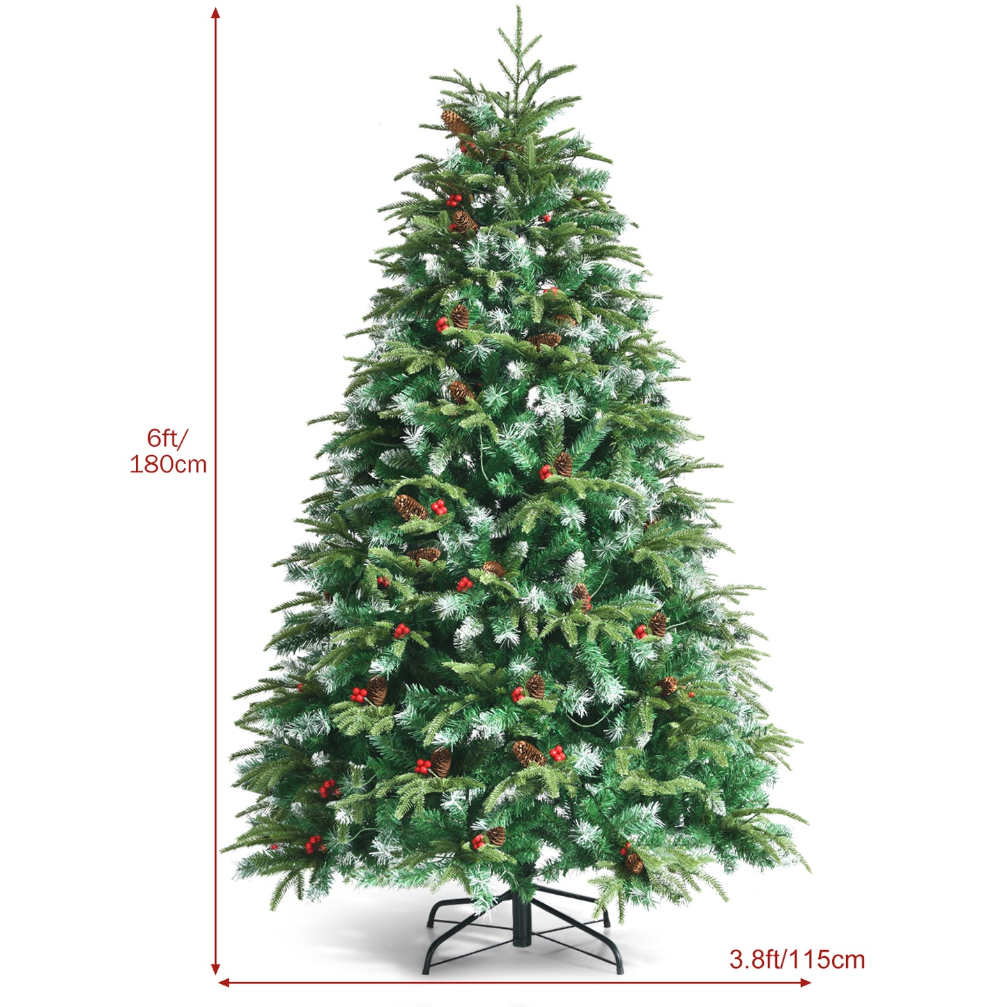 5/6 Feet Artificial Christmas Tree with LED Lights and Tips-6 ft