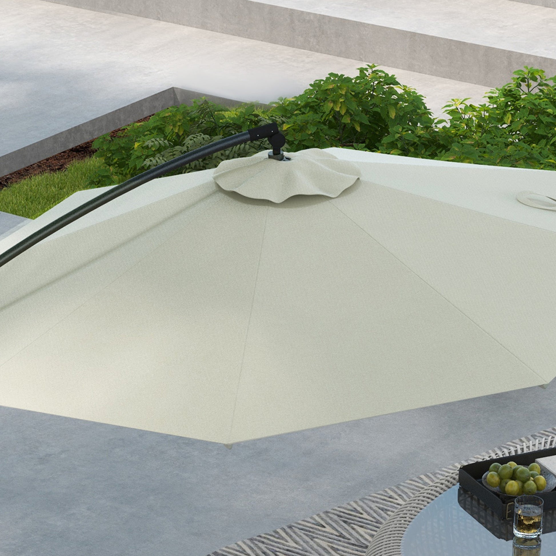 Outsunny 3(m) Offset Cantilever Parasol Umbrella, with Cross Base - Cream
