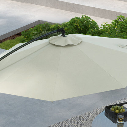 Outsunny 3(m) Offset Cantilever Parasol Umbrella, with Cross Base - Cream