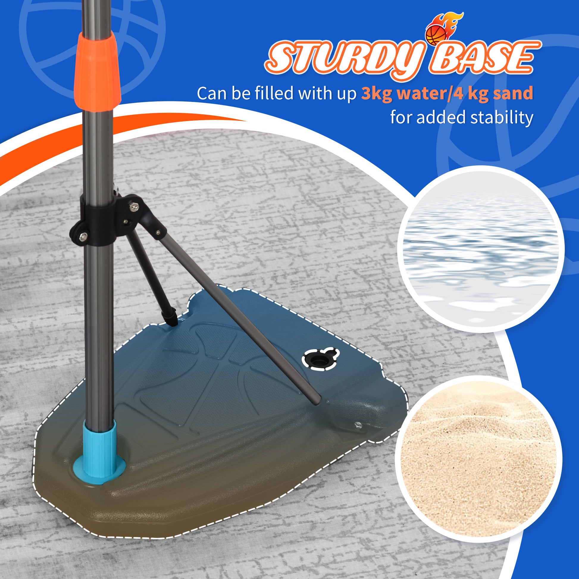 HOMCOM Kids Height Adjustable Aluminium Basketball Hoop Stand w/ Ball