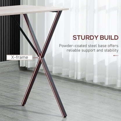 HOMCOM 120 cm Rectangular Bar Table for 4 People, Modern Kitchen Table with Marble Effect Tabletop, Steel Legs, for Living Room, Home Bar, White