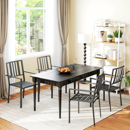 Outsunny Set of Four Minimal Metal Garden Chairs - Black