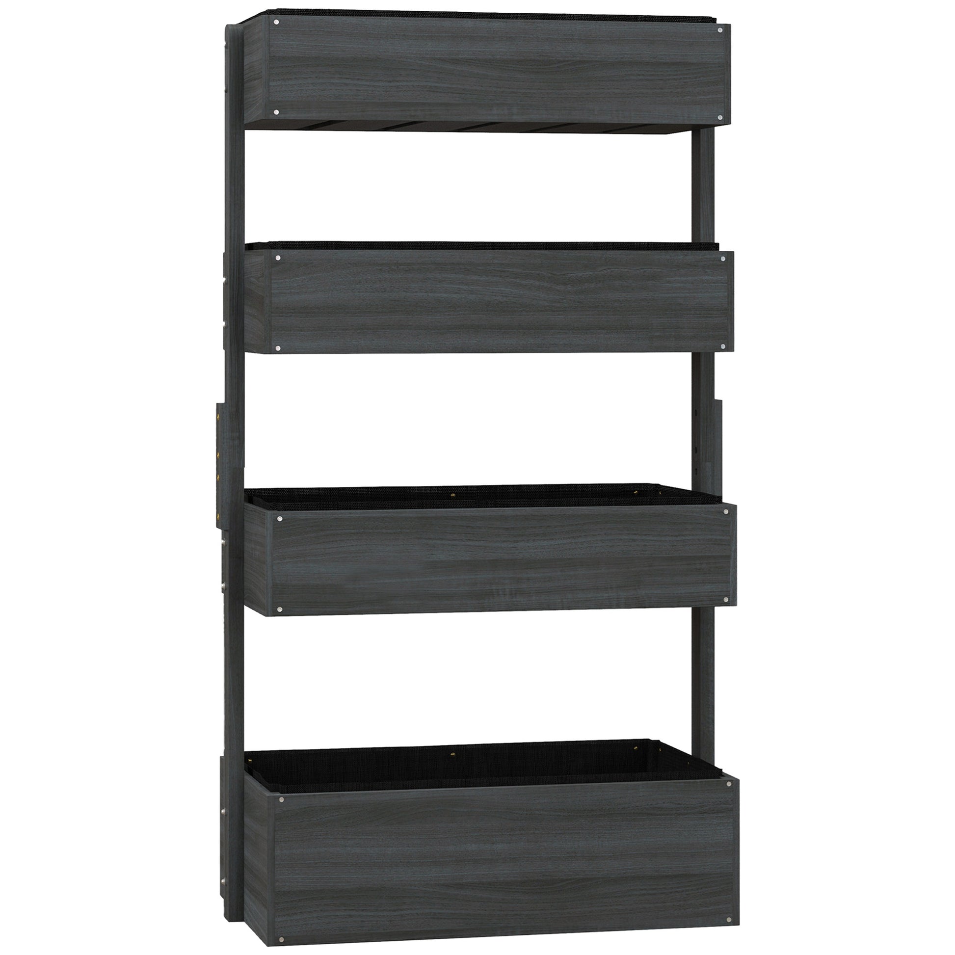 Outsunny Four-Tier Basket Wooden Plant Stand - Grey