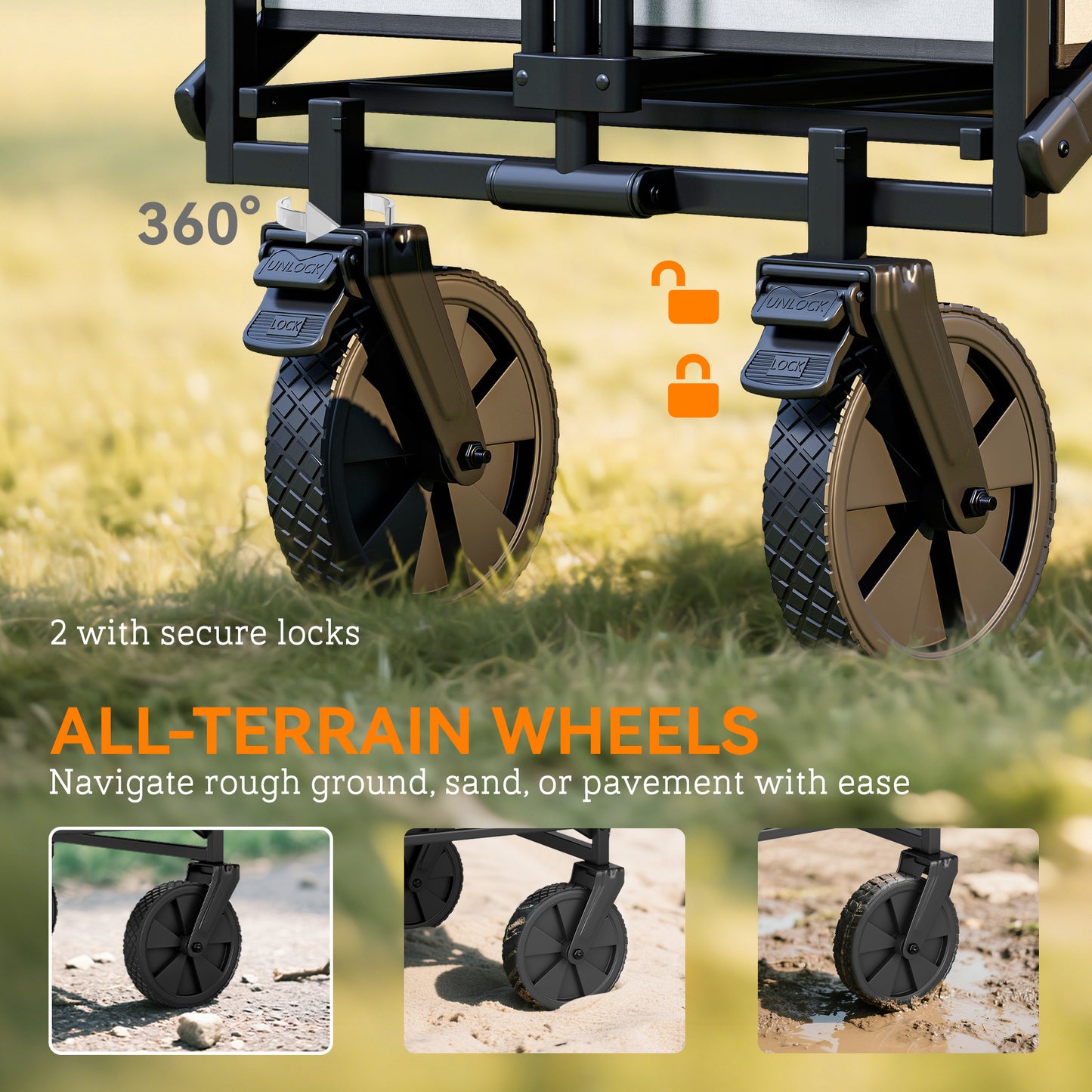 Outsunny Folding Pull Along Cart Cargo Wagon Trolley with Telescopic Handle - Dark Grey