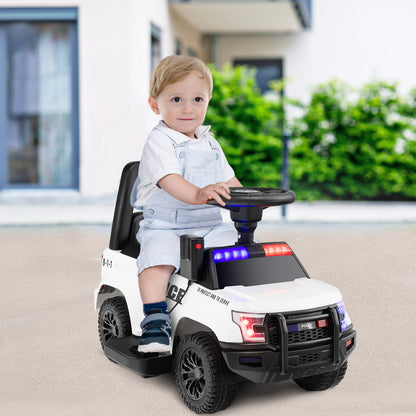 6V Kids Ride On Police Car with Side Megaphone-White