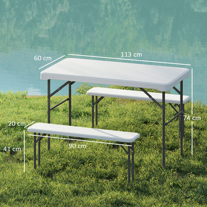 Outsunny Three-Piece Folding Picnic Table and Bench Set - Light Grey