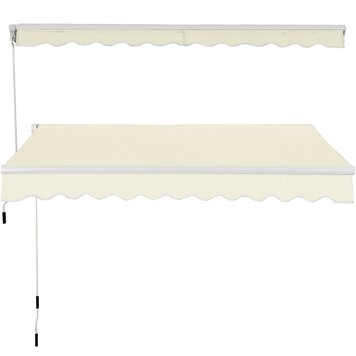 Retractable Manual Awning Canopy Patio Shade Shelter-Beige