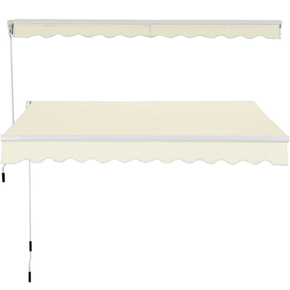 Retractable Manual Awning Canopy Patio Shade Shelter-Beige