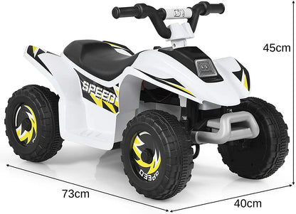 6V Battery Powered Ride on Quad Bike ATV Electric Mini Vehicle Car For Toddler-White