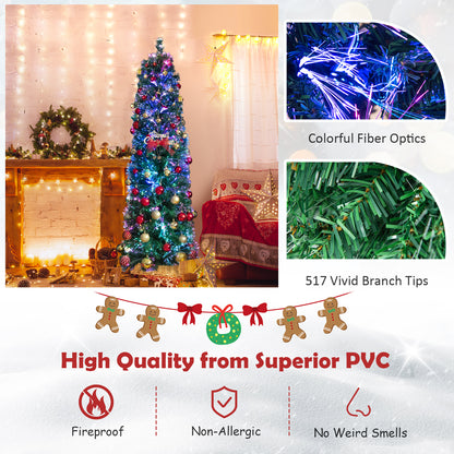 5/6 Feet Fiber Optic Artificial Christmas Tree with Branch Tips-6 ft