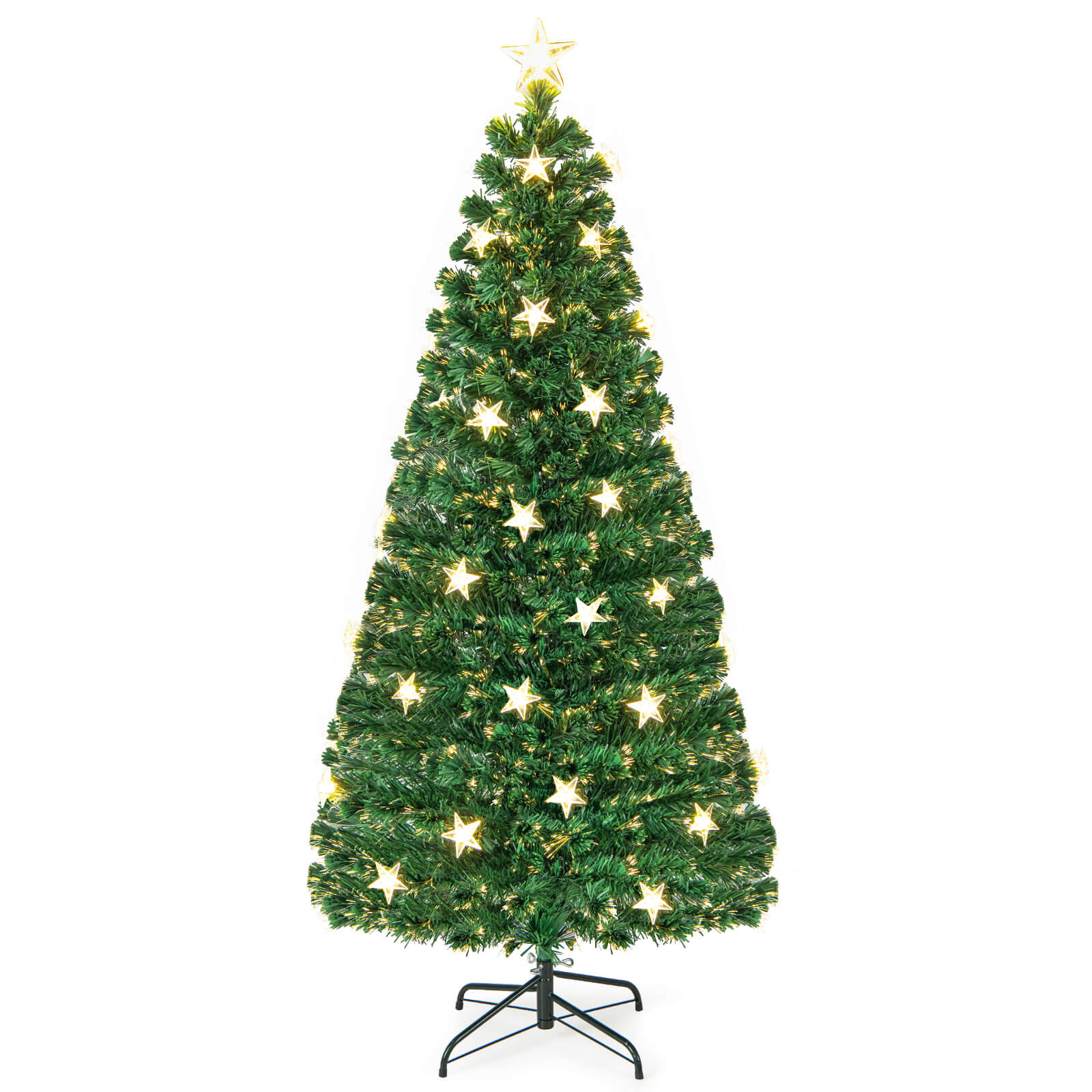 5/6FT Fiber Optic Artificial Christmas Tree with 21 Star LED Lights-6FT