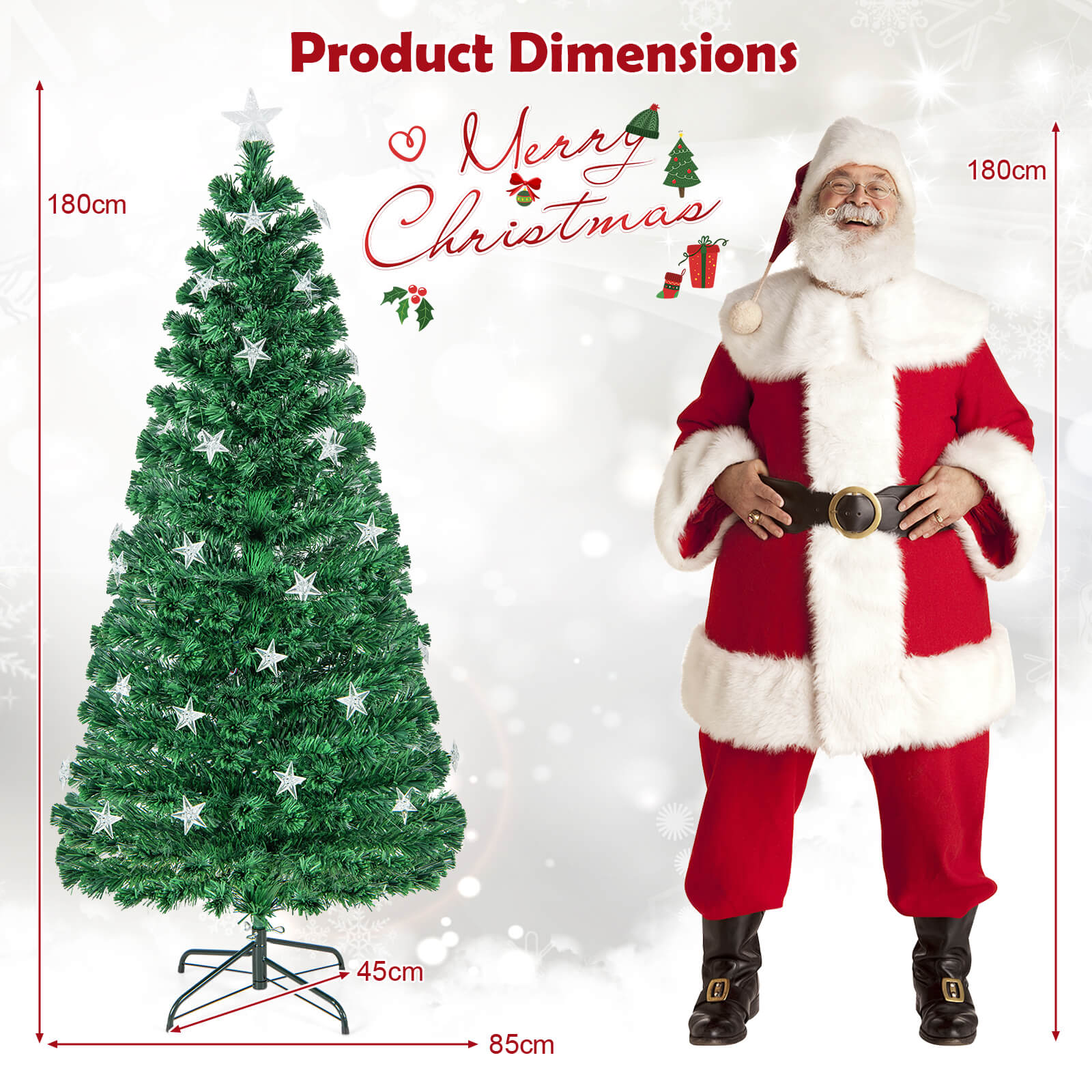 5/6FT Fiber Optic Artificial Christmas Tree with 21 Star LED Lights-6FT