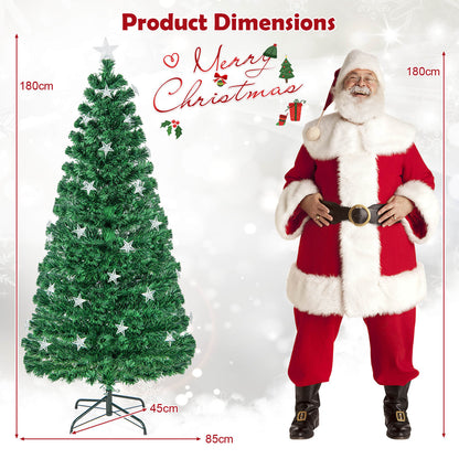 5/6FT Fiber Optic Artificial Christmas Tree with 21 Star LED Lights-6FT