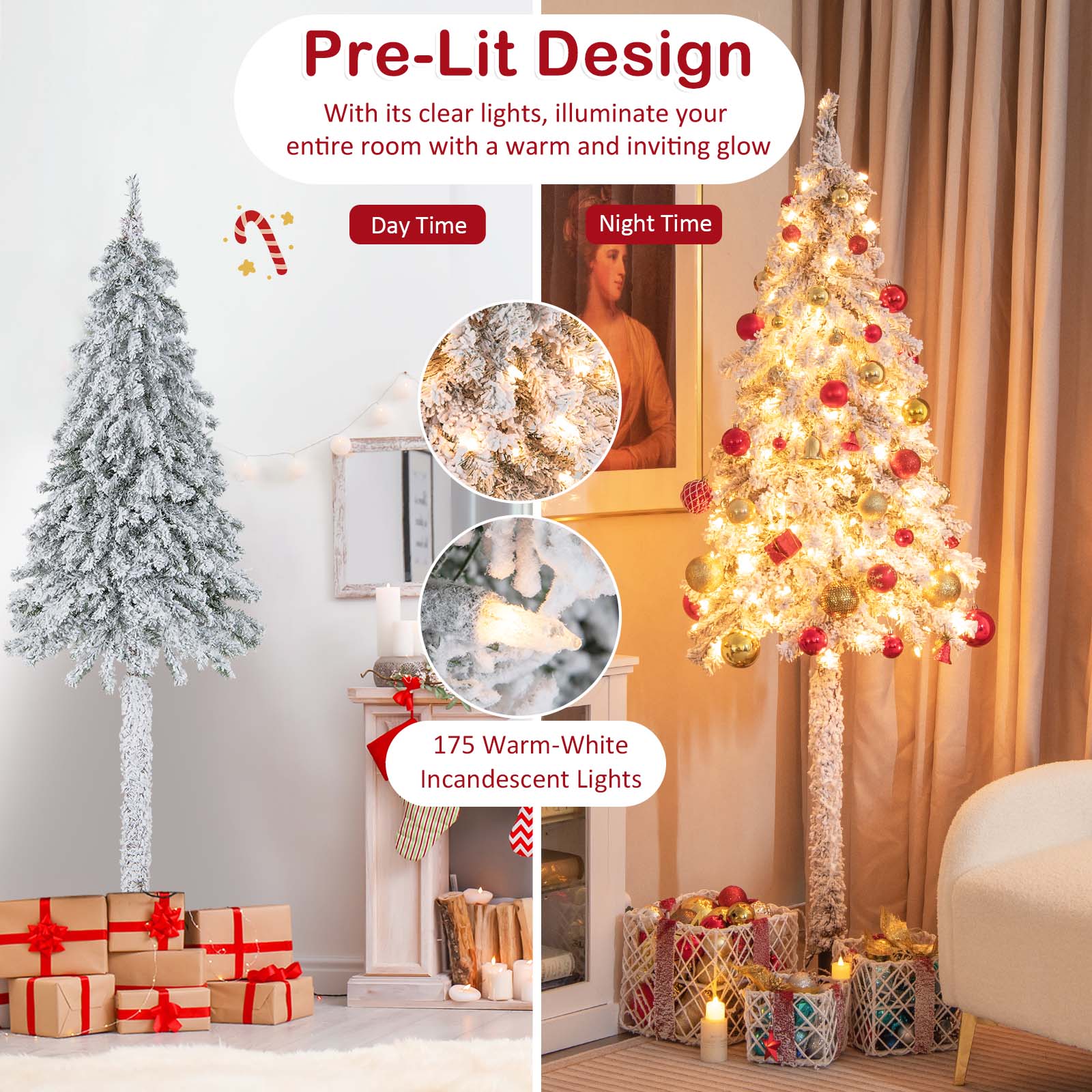 Slim Pencil Christmas Tree with Warm-White Incandescent Lights