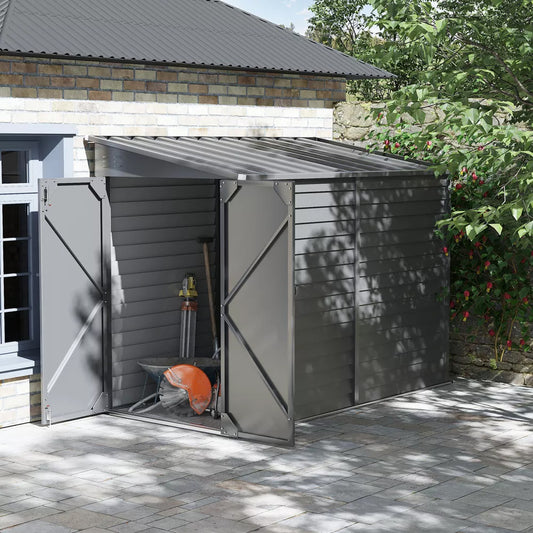 Louvered Wall Pitched Roof Metal Garden Shed