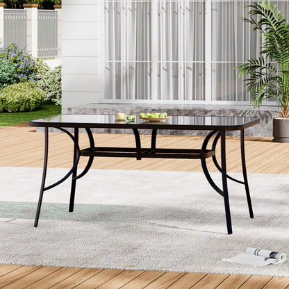 Rectangular Garden Metal Table with Parasol Hole
