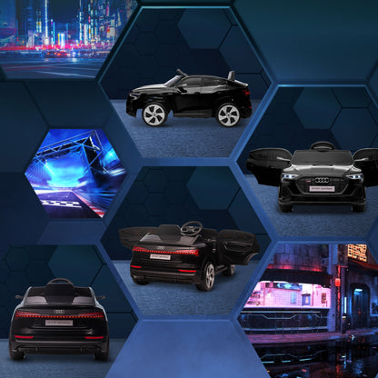 HOMCOM 12V Audi E-tron Licensed Ride On Car, Two Motors Battery Powered Toy with Remote Control, Lights, Music, Horn, Black