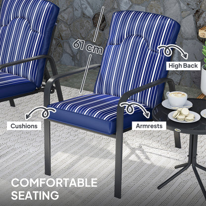 Outsunny Three-Piece Reclining Chair Set - Blue