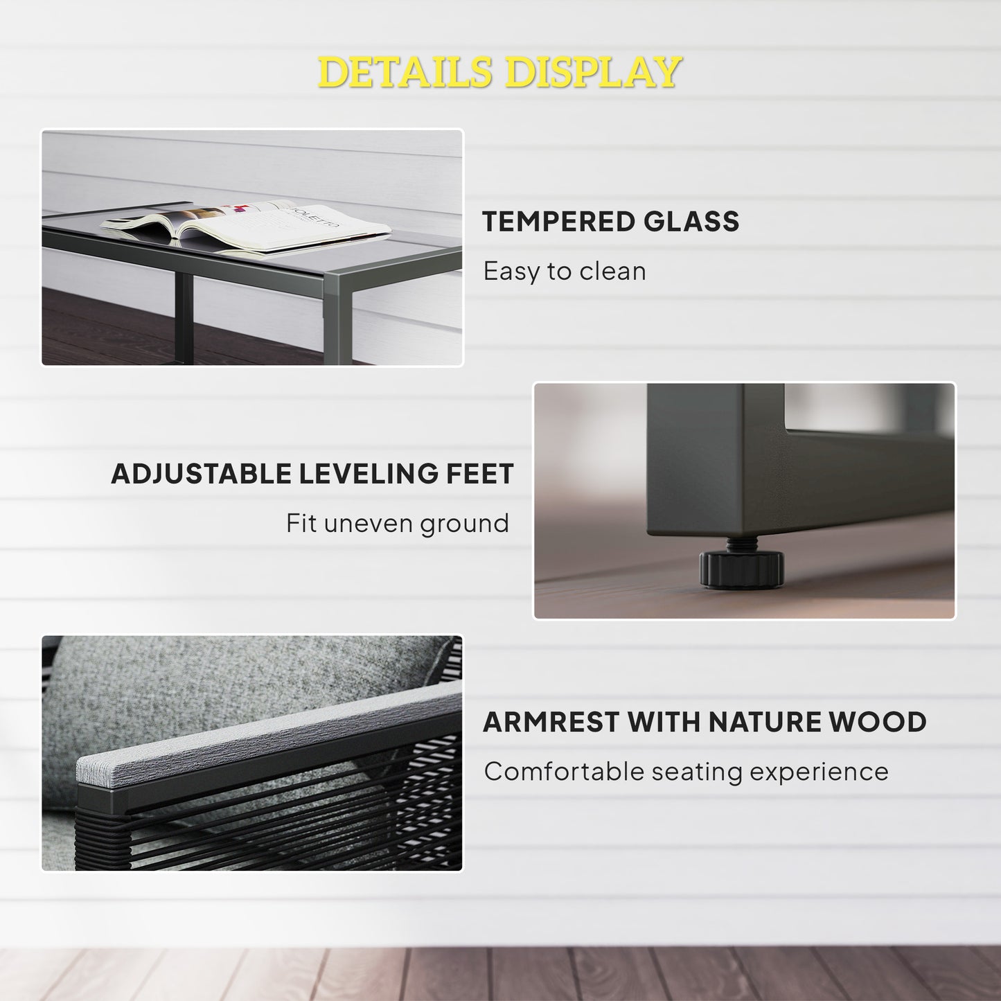 Outsunny 4 Pieces Rattan Garden Furniture Set - Charcoal Grey