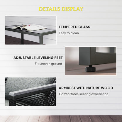 Outsunny 4 Pieces Rattan Garden Furniture Set - Charcoal Grey