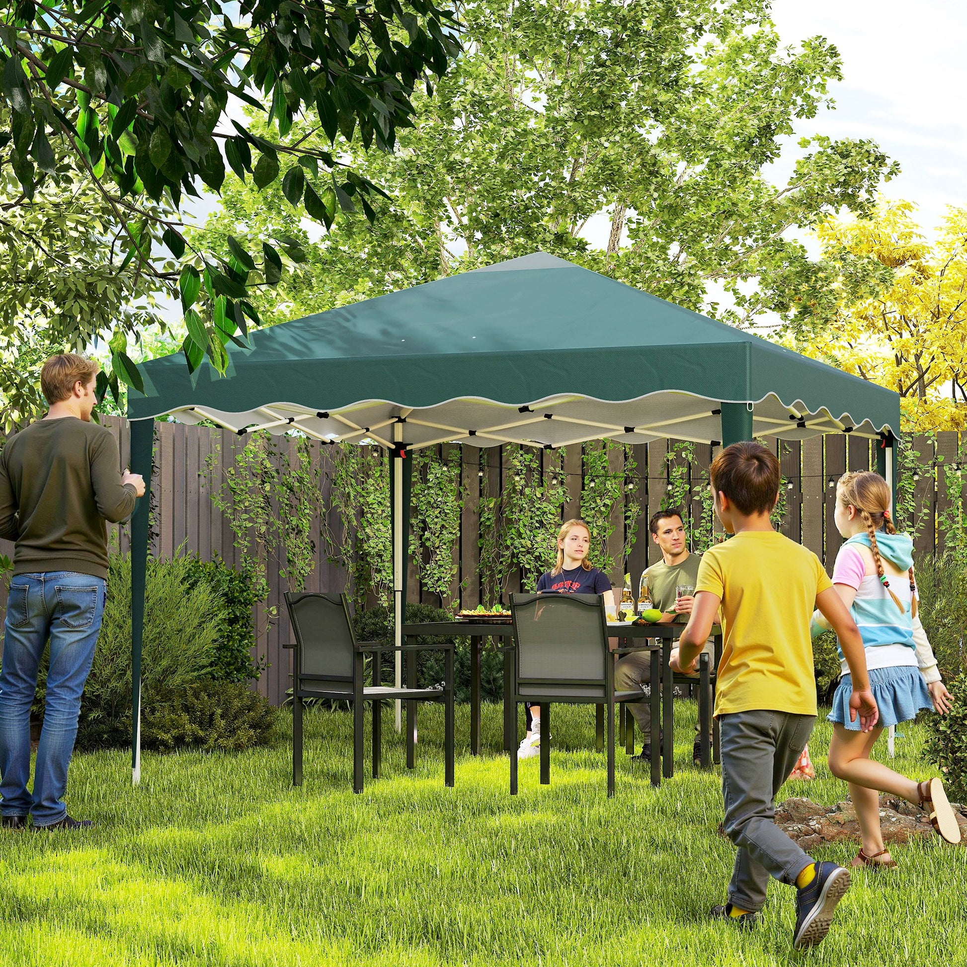 Outsunny 3 x 3cm Adjustable Height Pop-Up Gazebo, with Bag - Green