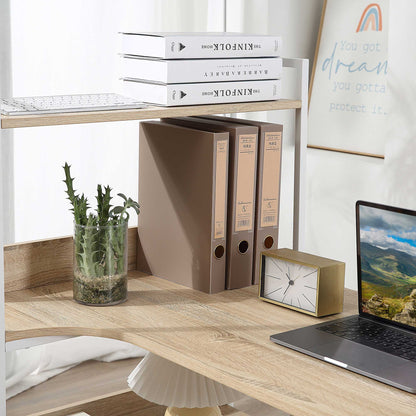 HOMCOM Retro Industrial Computer Desk Home Office Table with 4-Tier Storage Shelf Metal Frame Computer Workstation for Home Office, Oak