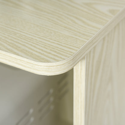 HOMCOM Microwave Stand, Modern Kitchen Storage Unit, Trolley Cart Sideboard w/ Cabinet, Locking Wheels, Shelf for Living Room, Dining Room -Oak Tone