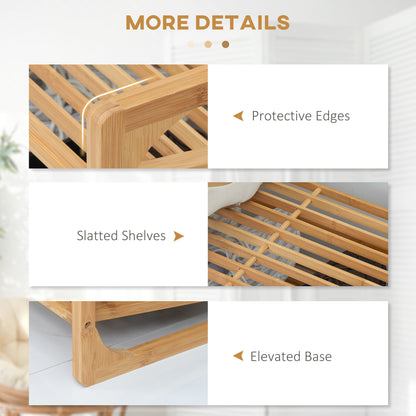 HOMCOM 3-Tier Shoe Rack, Bamboo Shoe Storage Organizer with Slatted Shelves, Free Standing Shoe Shelf Stand for 9 Pairs of Shoes for Entryway Natural
