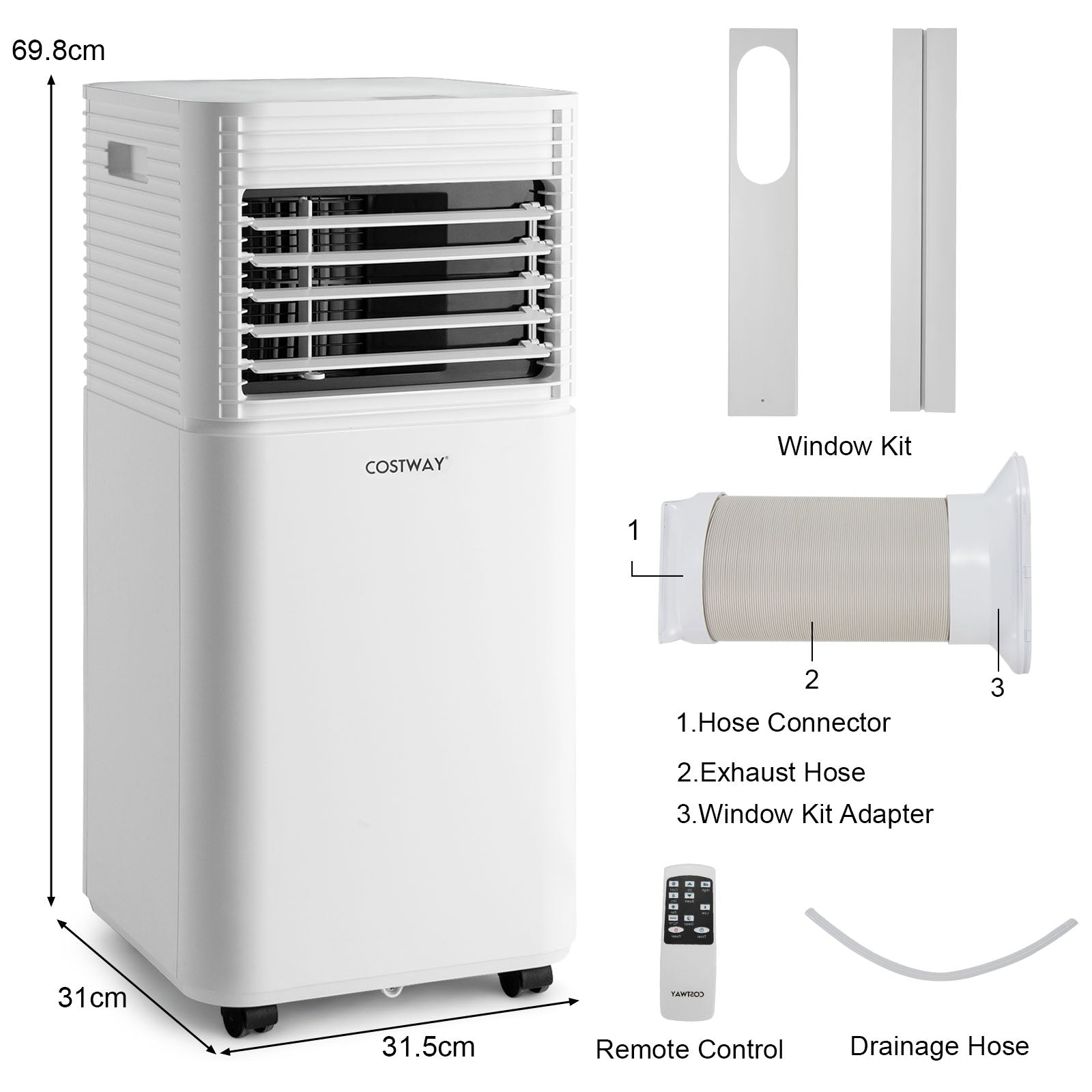 7000 BTU Portable Air Conditioner with 2 Wind Speeds and Timer-White