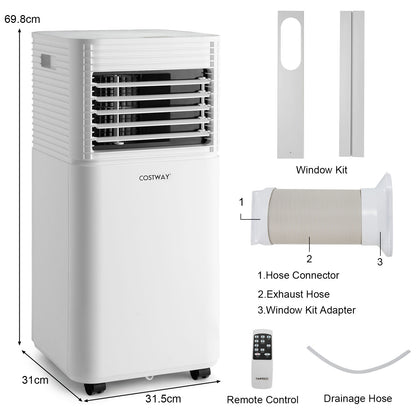 7000 BTU Portable Air Conditioner with 2 Wind Speeds and Timer-White