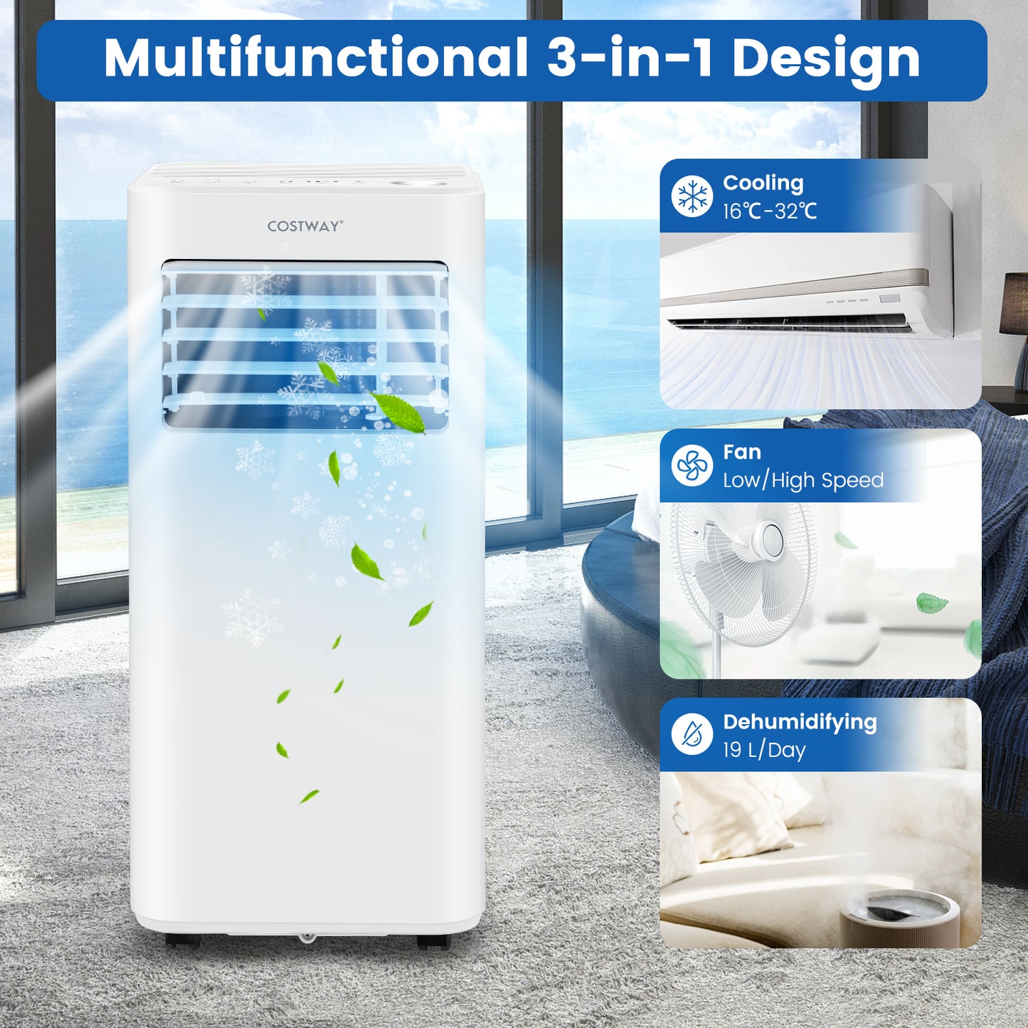 7000/9000 BTU 4-in-1 Portable Air Conditioner with Remote Control-7000 BTU