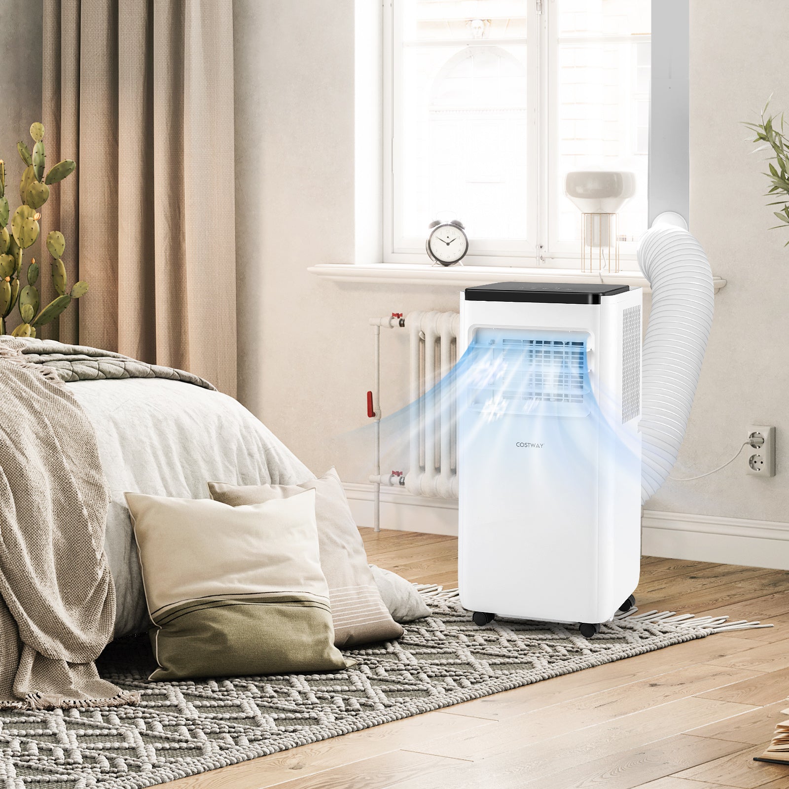 7000 BTU Portable Air Conditioner with Remote and Window Vent Kit-White