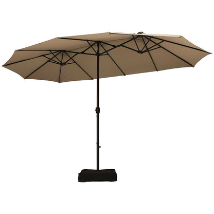 Extra Large LED Patio Double-Sided Umbrella Crank Parasol-Beige
