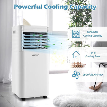 7000 BTU Portable Air Conditioner with 2 Wind Speeds and Timer-White