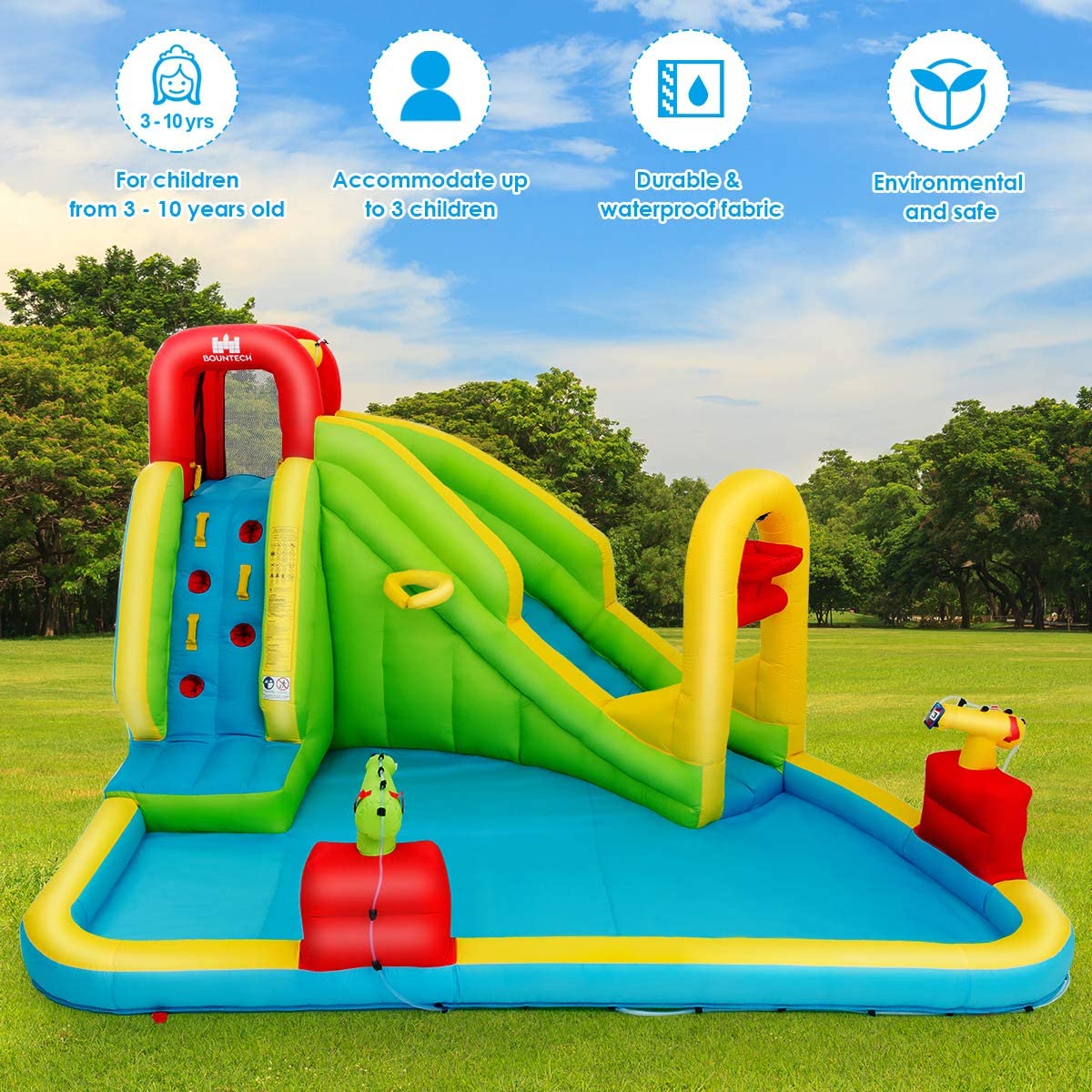 Inflatable Bouncy Castle with Water Slide and Pool Area for Kids