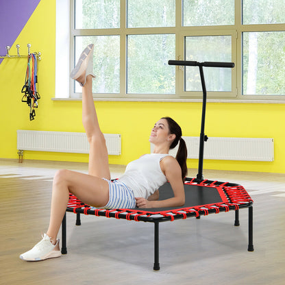 Folding Fitness Trampoline Adults/ Kids with Adjustable Handrail-Red