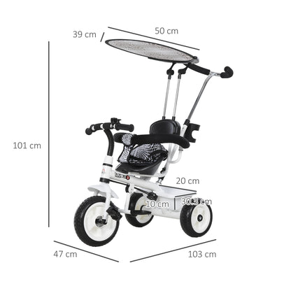 HOMCOM Baby Tricycle W/Handle-White/Black