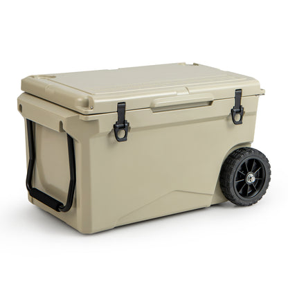 71L Portable Cooler on Wheels with Handles &amp; Wheels-Tan