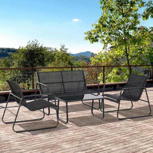 Outsunny Four-Piece Minimalistic Garden Sofa Set - Black