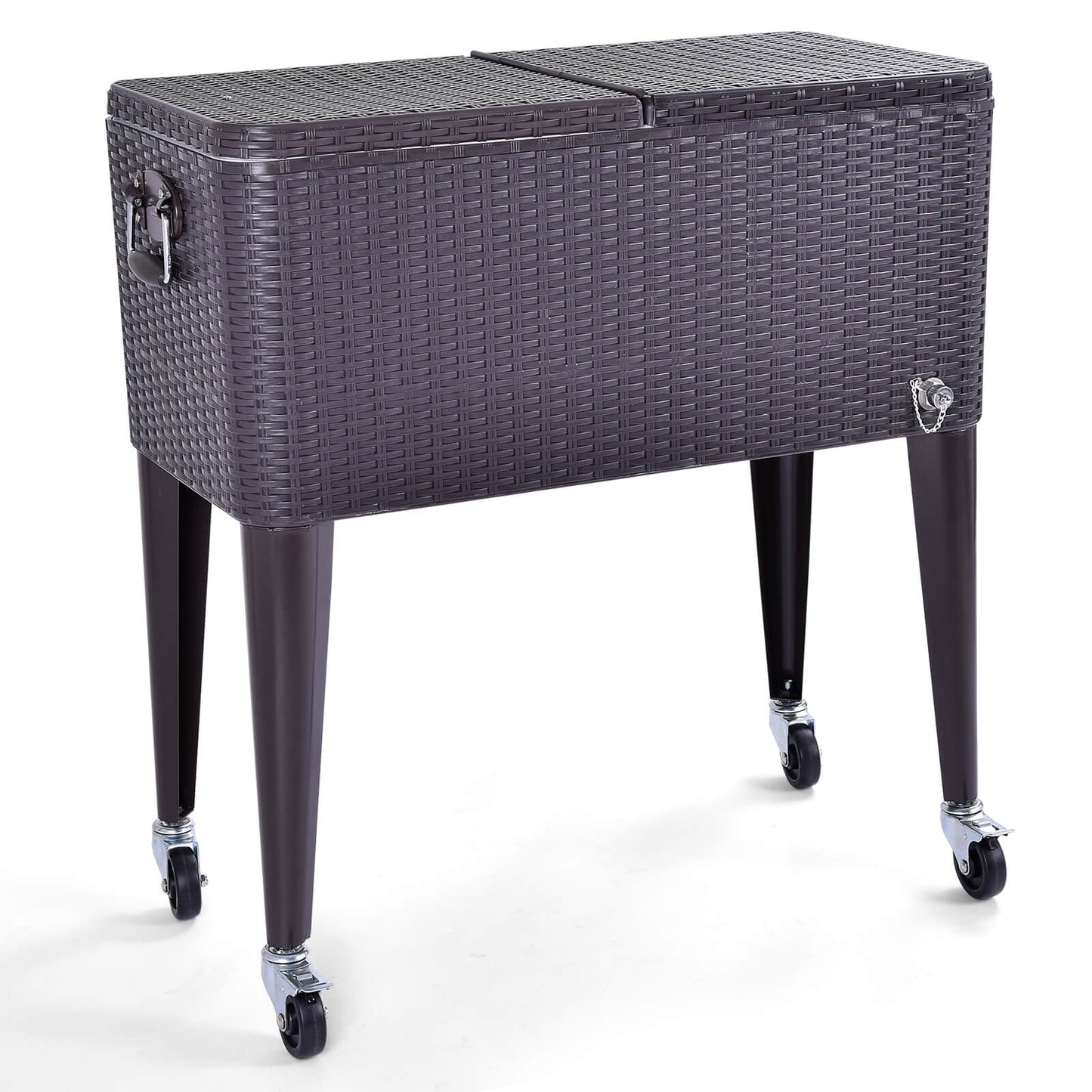 76L Rolling Ice Chest with Bottle Opener and Grips for Outdoor 