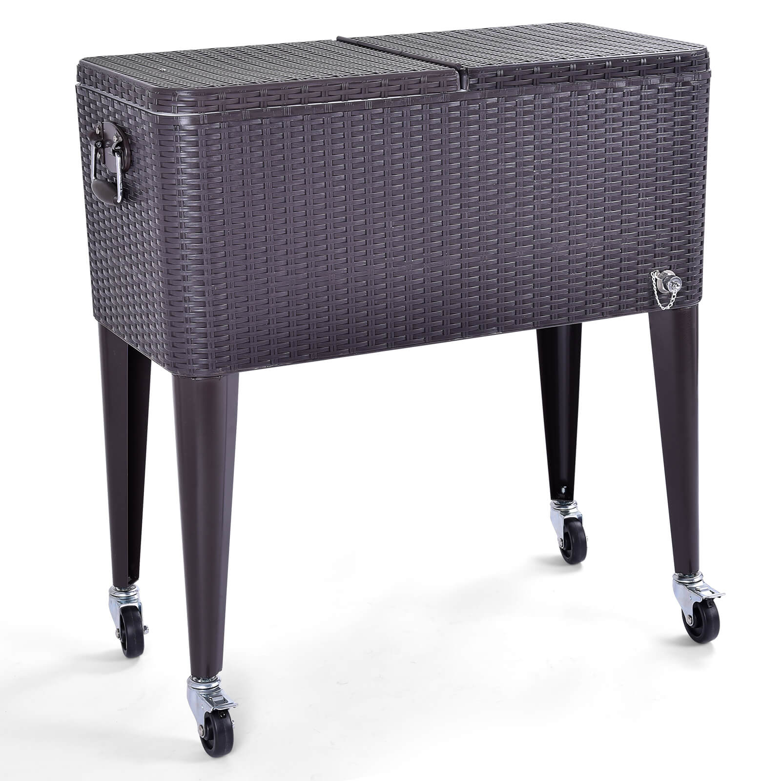 76L Rolling Ice Chest with Bottle Opener and Grips for Outdoor 