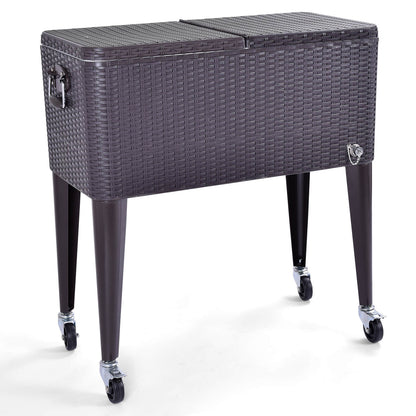 76L Rolling Ice Chest with Bottle Opener and Grips for Outdoor 