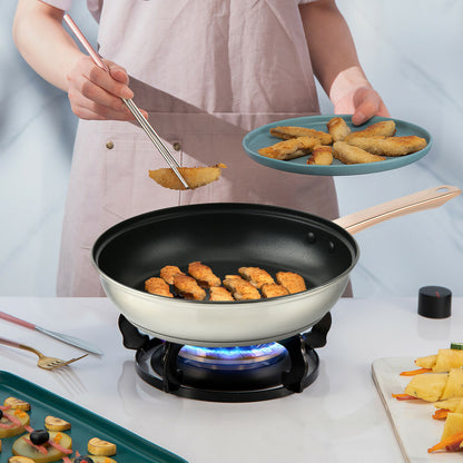 6Pc Non Stick Stainless Steel Cookware Set with Lid