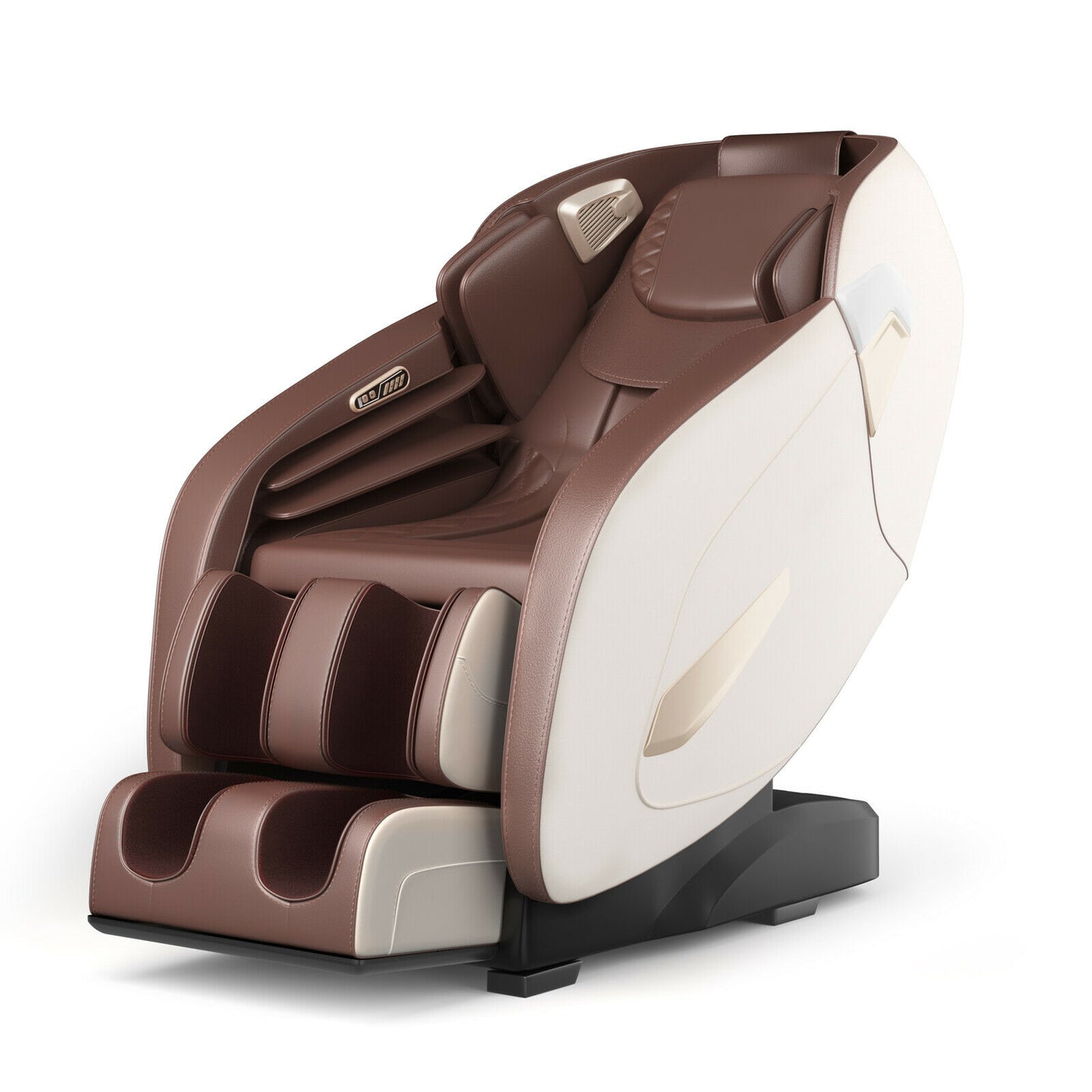 Electric Shiatsu Massage Chair with SL Track, Bluetooth, Heat and Airbag-Brown