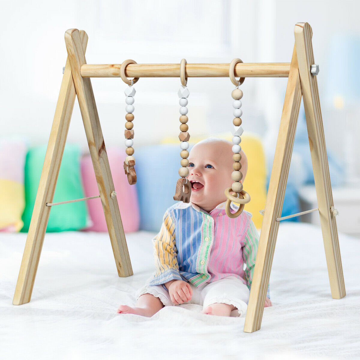 Foldable Wooden Baby Gym-Natural