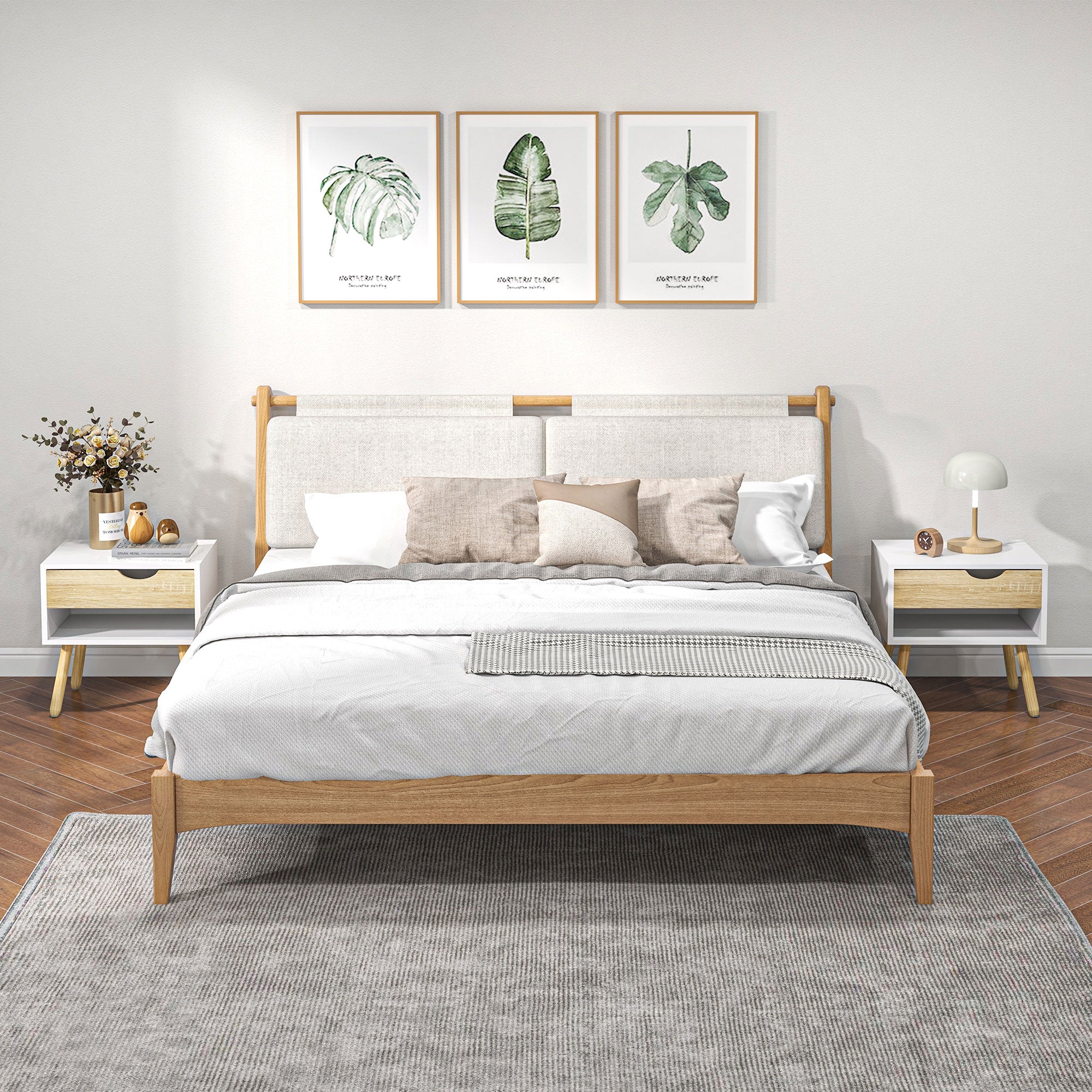 HOMCOM Bedside Table with Drawer and Shelf, Modern Nightstand, End Tab ...