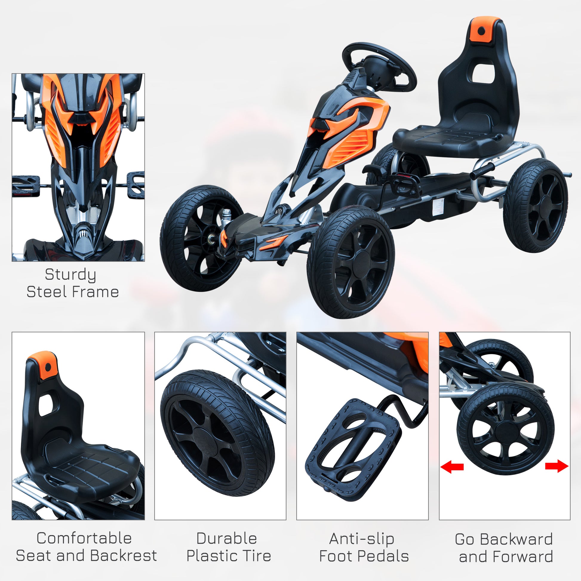 HOMCOM Kids Ride On Pedal Go Kart Indoor Outdoor Sports Toy Braking System